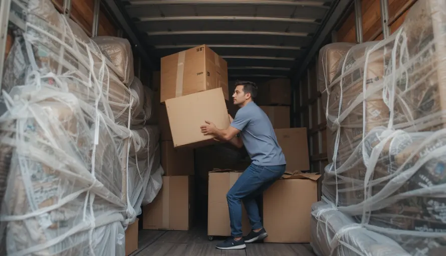 A mover man unloading box
