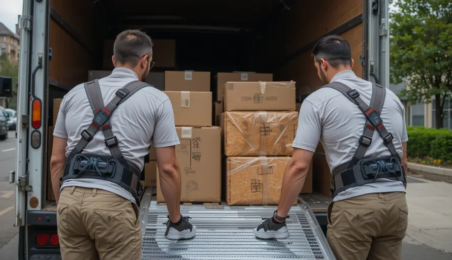 Two mover person close truck for moving