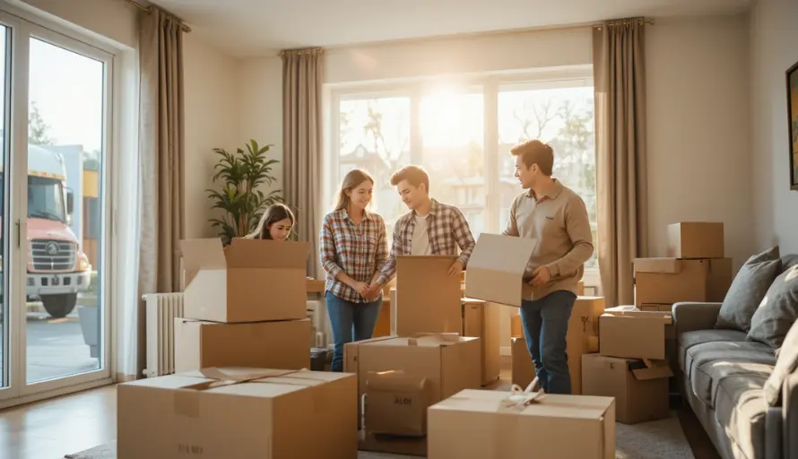 Professional mover packing the boxes