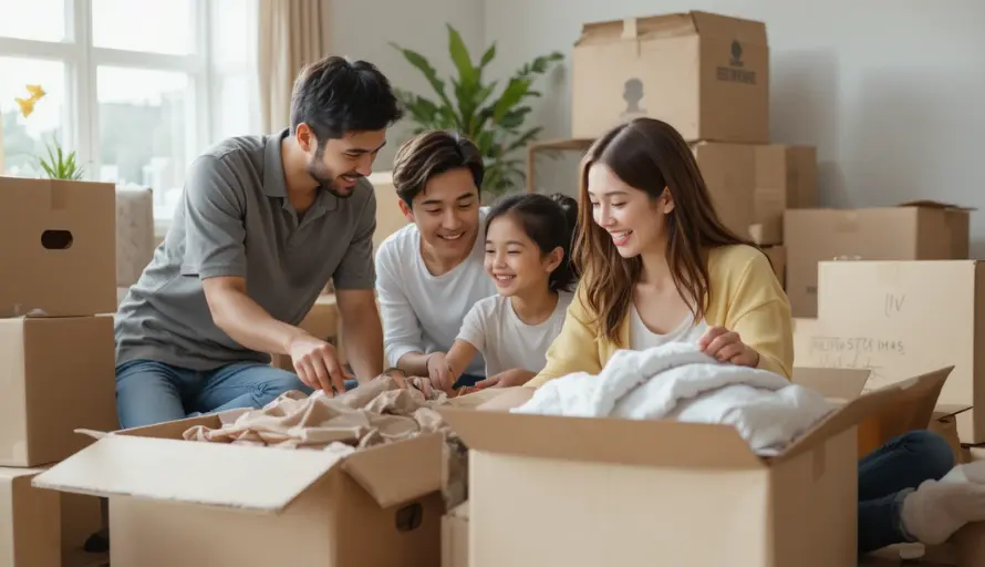 A family happy after reaching pictures safely