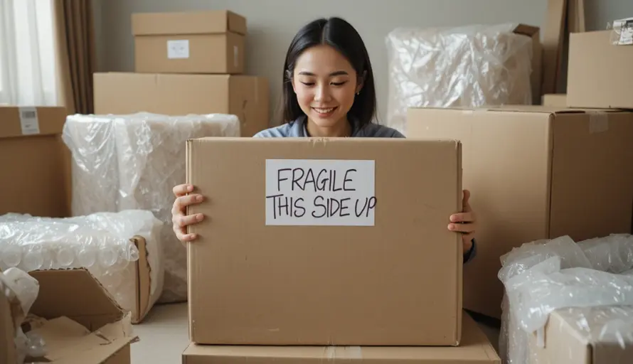 A mover woman pack mirror for moving