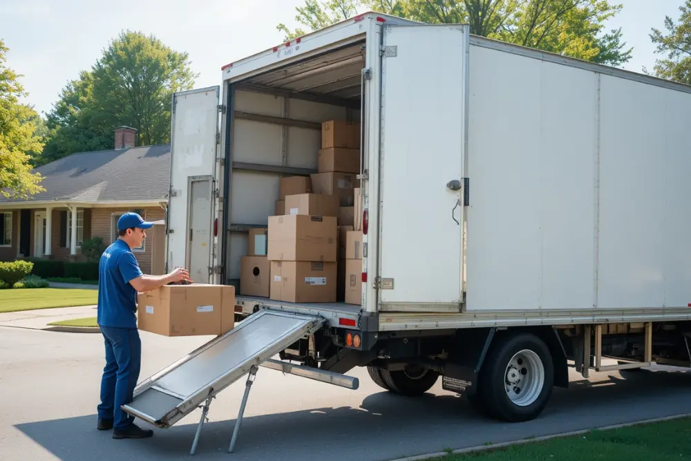 A man loading boxes for moving