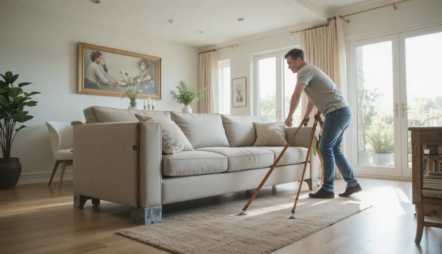 A man move heavy couch