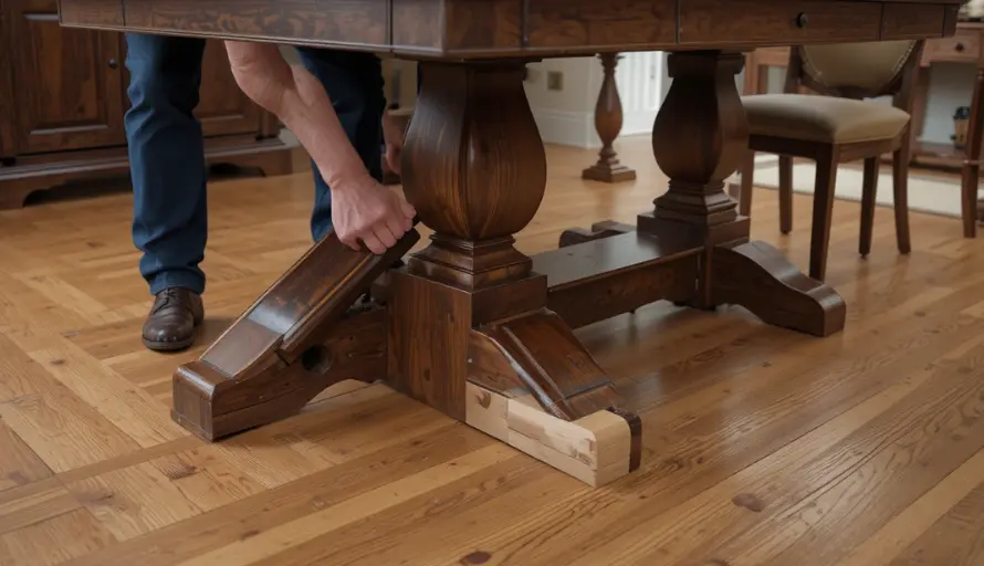 Disassembled dining table